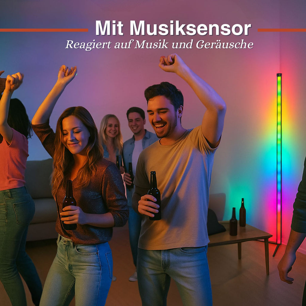 Grundig LED Eckstehleuchte 140cm RGB Musik Fernbedienung Neu OVP