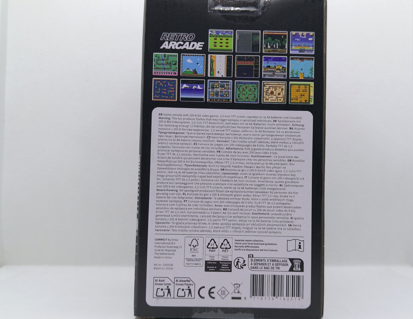 Retro Arcade Mini-Spielautomat – 200 integrierte Spiele (8-Bit, Grau)