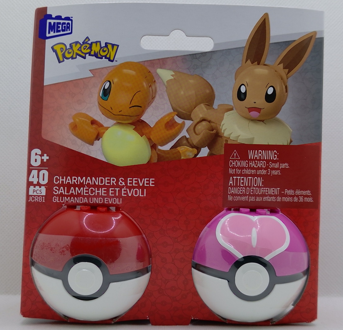 Mega Pokémon Glumanda & Evoli Bauset (2 Pokébälle, 40 Teile) Neu OVP