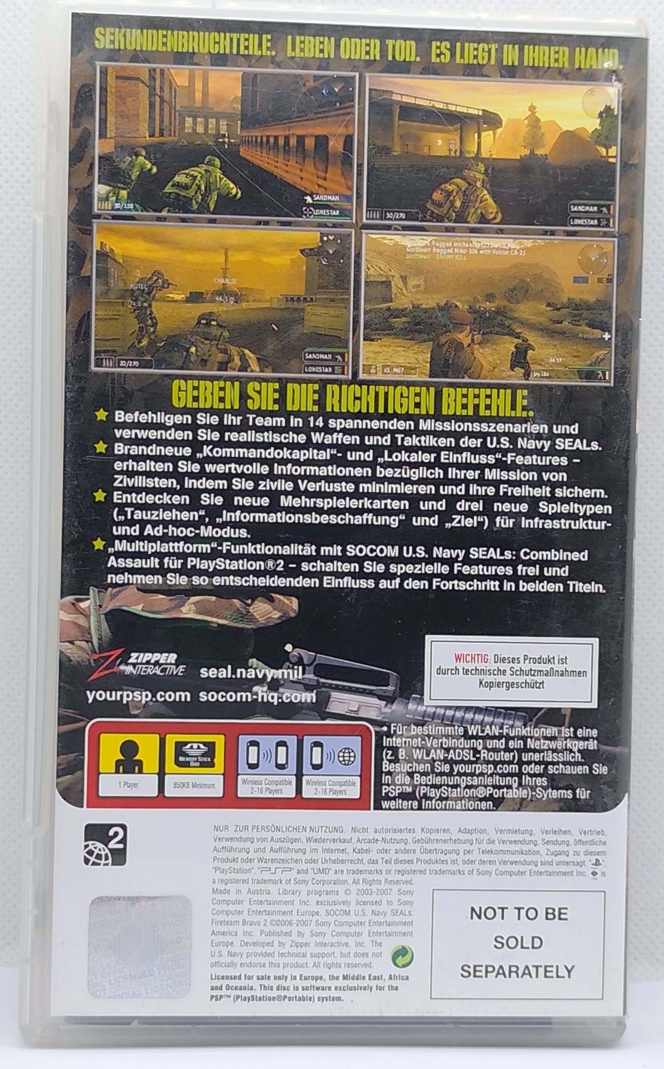 SOCOM U.S. Navy SEALs Fireteam Bravo 2 PSP Komplett mit Anleitung